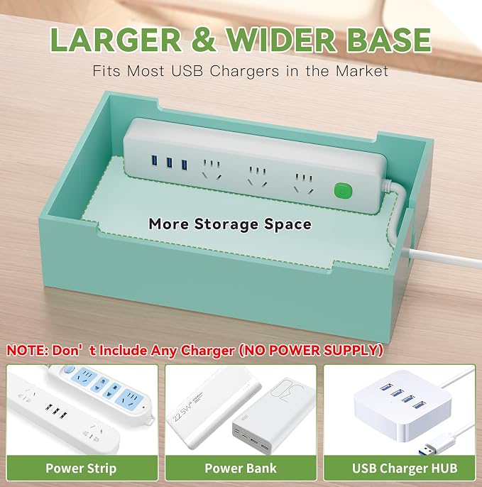 Pezin & Hulin Bamboo Charging Station, Electronic Devices Organizer for Multiple Devices Charger Such As Cell Phone, Tablet, Watch and More, Teal, (No USB Charger and Cables