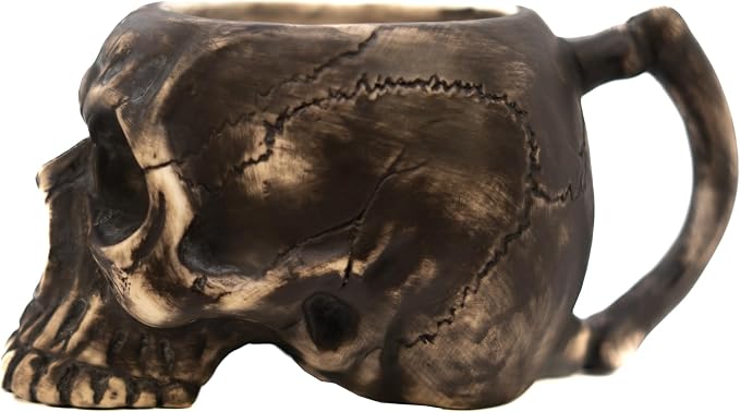 Burn The Ships Ceramic Skull Shave Bowl | Handmade Lather Mug for Men | Hot Foam Brush Dish | Vintage Razor Soap Holder | Beard Grooming Accessory | Luxury Gift for Him