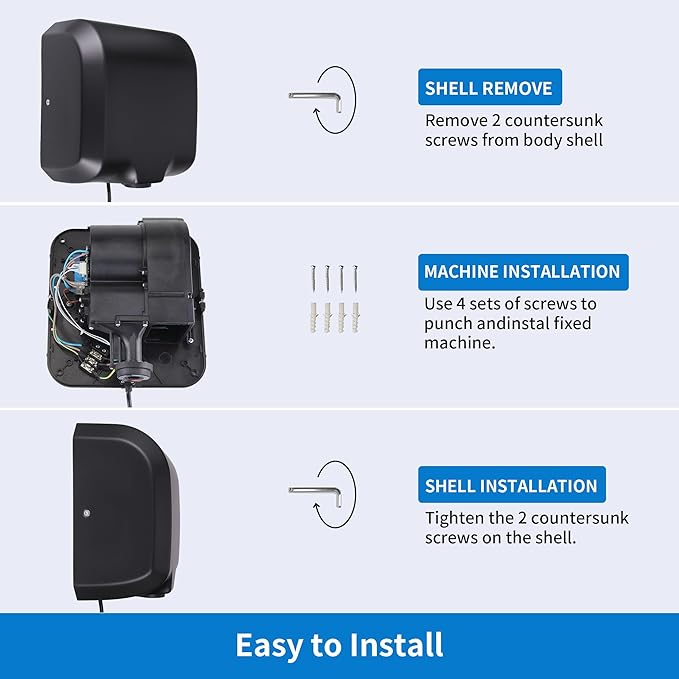 Goetland Stainless Steel Commercial Hand Dryer 1800w Automatic High Speed Heavy Duty Dull Polished