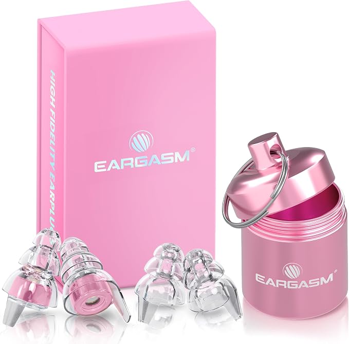Eargasm High Fidelity Pink Earplugs for Concerts, Festivals, Musicians, DJs, Night-Life, Motorcycle Hearing Protection - Reusable Ear Plugs for High Fidelity Noise Reduction up to 21 dB