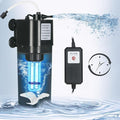 TARARIUM 10-40 Gallon U-V Aquarium Filter for Fish Turtle Tank, Swirl Turbo | Bio Sponge+U-V, Auto-Timer Bulb Lasts Longer, Clear Green Water, Quiet Internal Filter, Aeration, Saltwater Freshwater 132GPH