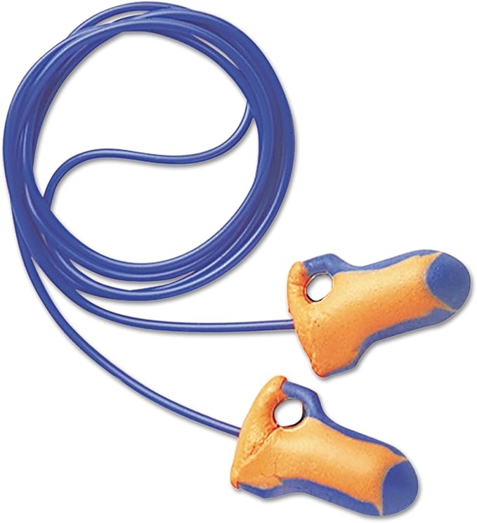 Howard Leight by Honeywell LT-30 Hundred-Pair 32NRR Laser Trak Corded Single-Use Earplugs - Orange/Blue
