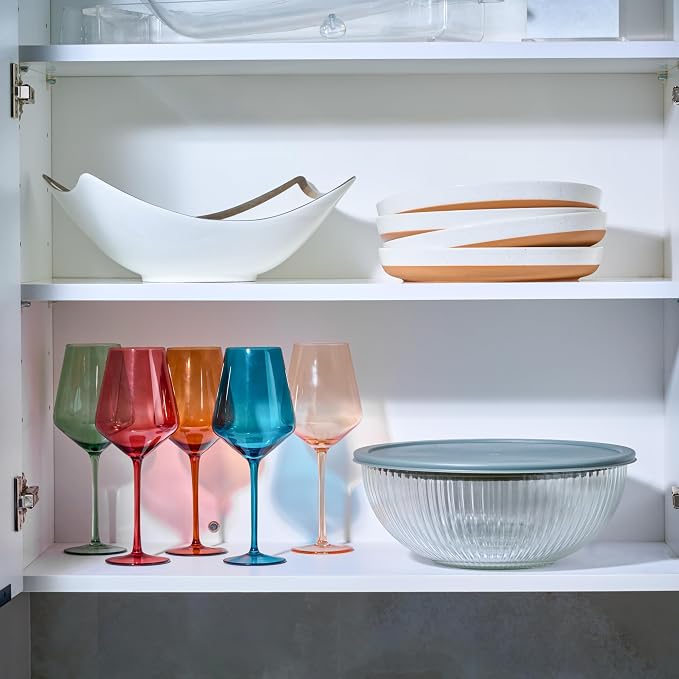 8pc Ribbed Glass Mixing Bowls with Leakproof Airtight Lids - BPA-Free Meal Prep Stackable Space Saving Nesting, Kitchen Baking Food Storage & Serving Containers - Microwave, Freezer, Dishwasher Safe.