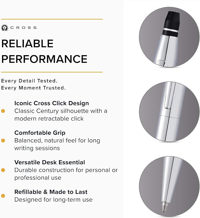 Cross Click Tuxedo Satin Metallic Gray Ballpoint Pen - High-End Writing Tool for Versatile Use - Smooth Writing & Journaling - Elegant Accessory - Long-Lasting - Black Ink - Includes Gift Box
