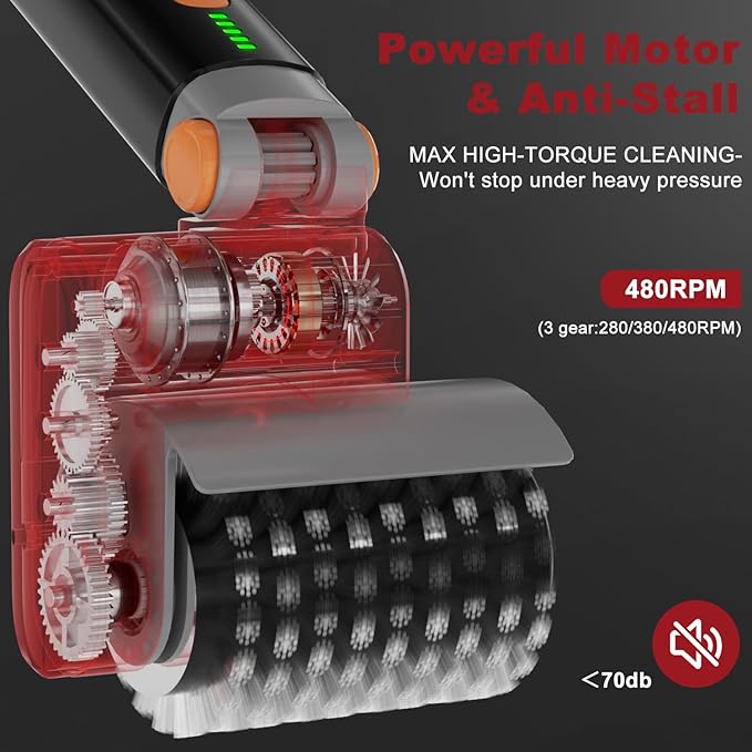 Electric Grill Brush, Rechargeable USB BBQ Grill Cleaner with 3-Speed & 3 Heads, 150+ Min Runtime, Waterproof & Heat Resistant, Cordless Rotary Grill Brush for Outdoor Barbecue Grates