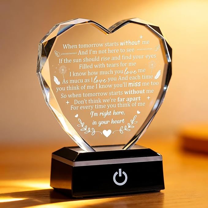 ZHSHWAT Heart Shaped Dandelion Memorial LED Light - Sympathy Gift for Loss of Mother Father, Poem Print LED Night Light, Condolence Keepsake for Remembrance & Funeral