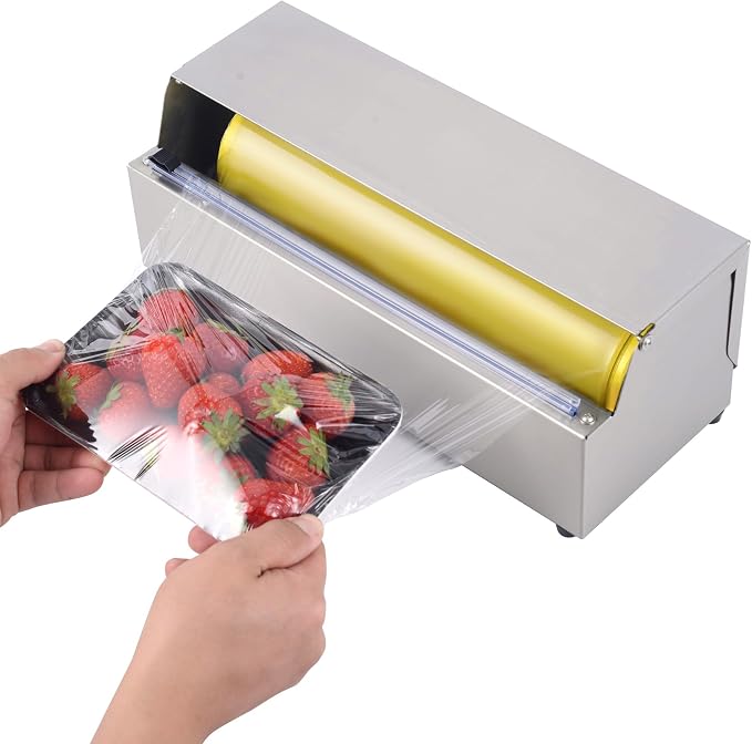12 Inch Plastic Wrap Dispenser with Cutter - Drop-in Stainless Steel Foil Organizer Fits 12 Inch Rolls, Space-Saving Cling Film Holder for Home Kitchen and Small Bakery