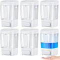 Hushee 6 Pcs Plastic Wall Mounted Soap Dispenser Commercial Manual Soap Dispenser Containers for Kitchen Shower Hotel(White,27 oz 800 ml)