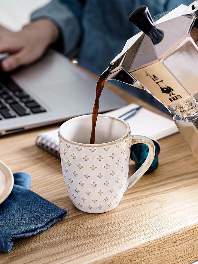 LE TAUCI Espresso Cups 6 oz, Ceramic Demitasse Cup, Small Coffee Mugs for Double Shot, Latte, Cappuccino, Lungo, Kids Mugs With Handle, Suit For Housewarming - 2.7 inch, Set of 4, Arctic White