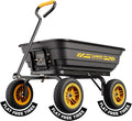 CAMMOO 10-in NO-Flat Tires 600lb Garden Dump Cart 4 Cu.Ft. Wheelbarrow | Garden Wagon Quick-Release Dumping Garden Cart Virgin Polypropylene - Not Recycled Material for Landscaping Gardening