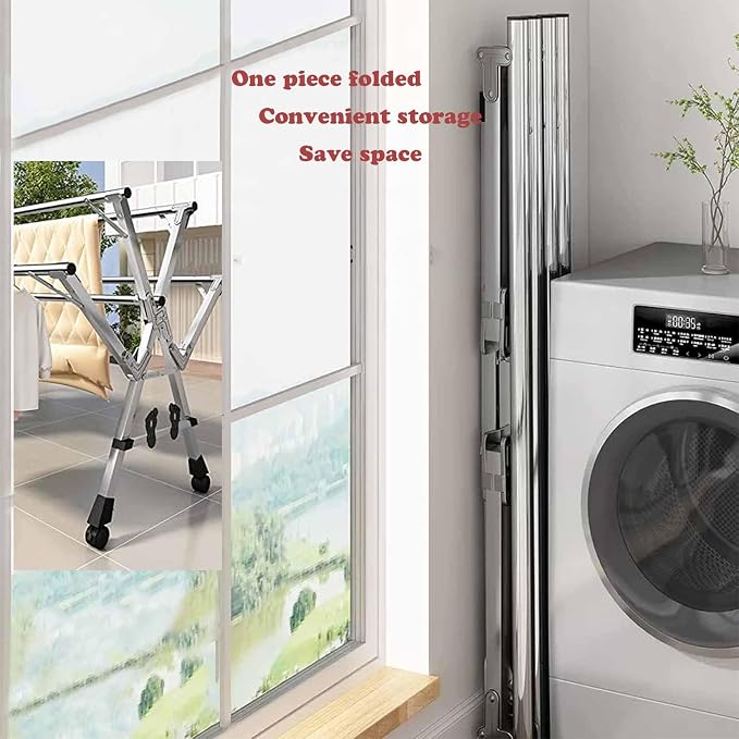 Adjustable Clothes Drying Rack,Folding Blanket Rack,5-Bar | Stainless Steel Laundry Stand,Laundry Drying Rack with Wheels,Extendable from 59 to 94.5 Inches,Hooks,for Indoor Outdoor