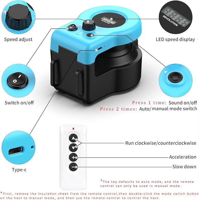 AsFrost Upgraded Interactive Cat Toy for Indoor Cats Chase/Run/Hunt-SkyBlue | Auto/Manual Control DIY Cat Feather Mouse Toy, Cat Exercise Treadmill, Mental Stimulation Boredom Buster Electric Cat Toy