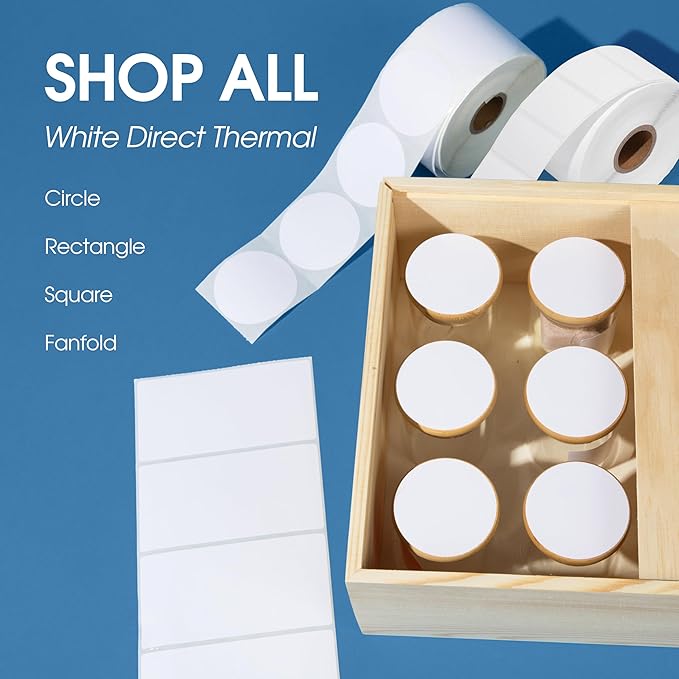Spartan Industrial - 3" X 3" Square Direct Thermal Labels (5000 Count, 10 Roll) Product Packaging Stickers, QR Code Stickers, Barcode Labels for Branding - Compatible with Zebra and Rollo Printers