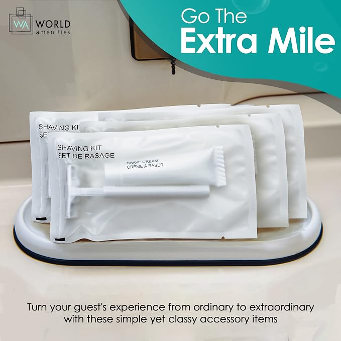 World Amenities Shave Kit (Clear Frosted Sachet) - Hotel Amenities 288 count - Includes Twin Blade Razor and Moisturizing Shave Cream