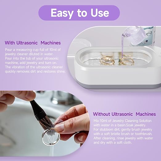 Upgraded KUNPHY Jewelry Cleaner, New Plant Formula for All Ultrasonic Cleaners, Enhanced Cleaning Effect, Multi-Purpose Glasses Cleaner for Silver, Gold, Rings, Diamond and Eyeglass(8.5 oz, 250 ml)