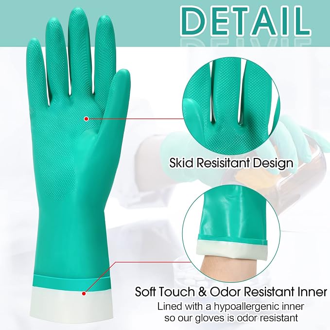 Potchen 30 Pairs Chemical Resistant Gloves Heavy Duty 15 Mil Nitrile Gloves Bulk for Cleaning, Resist Household Acid, Alkali and Oil (X-Large)