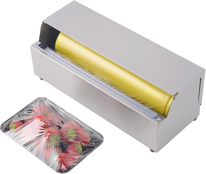 12 Inch Plastic Wrap Dispenser with Cutter - Drop-in Stainless Steel Foil Organizer Fits 12 Inch Rolls, Space-Saving Cling Film Holder for Home Kitchen and Small Bakery