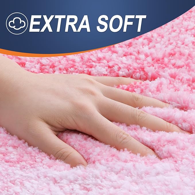 OLANLY Large Bathroom Rugs Mat 54x24, Extra Soft Absorbent Microfiber Bath Rugs, Rubber Backing, Quick Dry, Machine Washable Bath Mats for Bathroom Floor, Tub and Shower, Home Decor Accessories, Pink