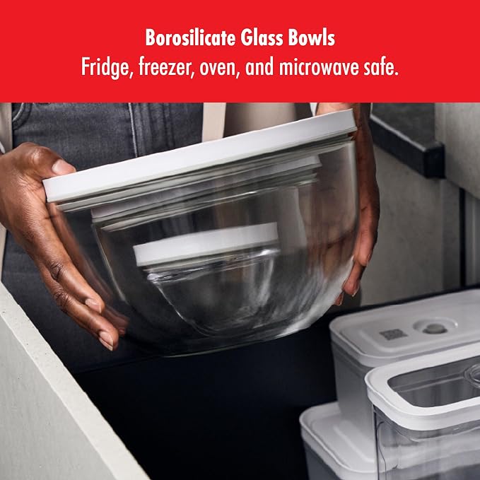 ZWILLING Fresh & Save BOWLS 9-pc Vacuum Glass Bowl Starter Set, Airtight Food Storage and Meal Prep Containers, BPA-Free, Stackable, Reusable