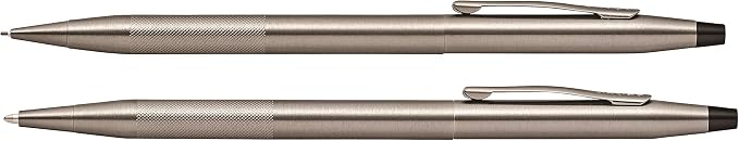 Cross Classic Century Refillable Ballpoint Pen and 0.7mm Pencil Set, Includes Premium Gift Box - Titanium Grey Micro-Knurl