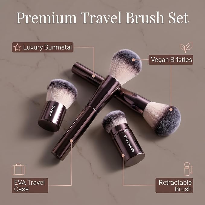 Makeup Brushes BS-MALL Professional Makeup Brush with Travel Case, Includes Foundation, Powder, Concealer, Lip & Eyeshadow Brushes for Daily Use & Versatile Occasions All-aluminum tube