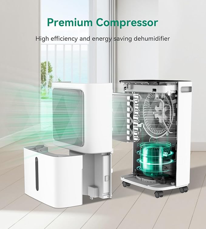 VEAGASO 2500 Sq.Ft Dehumidifier for Basement with Drain Hose, 34-Pint Dehumidifiers for Home, Large Room, Bathroom, Bedroom - 3 Modes, Intelligent Humidity Control, Dry Clothes, 24H Timer
