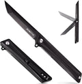 Tactical Folding Pocket Knife GD22K, 3.6" Black PVD Tanto Blade Flip Open with Durable G10 Handle,Men Women Everyday Carry EDC,Sharp Camping Hiking Daily Work Knives