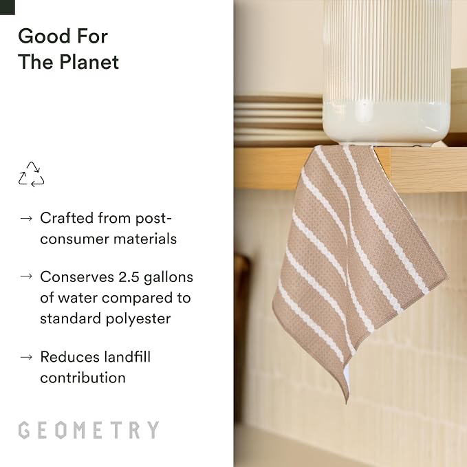 GEOMETRY Dishcloth – Evergreen Collection – Quick-Dry, Ultra-Absorbent, Reusable Microfiber Kitchen Towels for Drying & Cleaning - Pebble Play - 3-Pieces