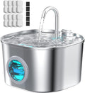 Cat Water Fountain with 8 Filters + 5 Sponges,Small Pet Waterer Dispenser Fountains for Drinking Cats Indoor Metal Automatic Waterer Bowl 24/7 Running Auto Kitty Watering Supplies Quiet Pump