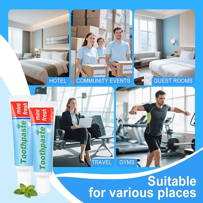 twoworld 120 Toothpaste in Bulk 0.88oz,Mini Toothpaste Travel Size | Travel Toothpaste Bulk Mint Scent TSA Compliant for Hotel Camping Gym Office School Homeless