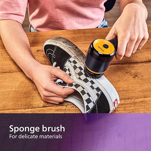 Philips Sneaker Cleaner, Trainer Cleaning Kit with 3 Brush Heads for Different Materials, Effective Cleaning, Portable, Battery Powered, Safe for your Sneakers, Simple to Use, Blue (GCA1000/60)