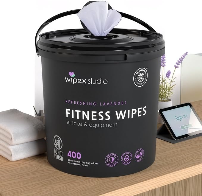 Wipex Fitness Wipes Bundle - Get 3 Buckets (1) Lemongrass, (1) Lavender, (1) Hand Sanitizing BZK, all Plant-Based Cloth, Great for Yoga Studios, Wellness Centers, and Gyms, 400 Ct (Pack of 3)