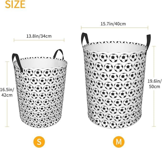 Soccer Football Laundry Hamper Laundry Basket Circular Hamper Dirty Clothes Storage with Handles