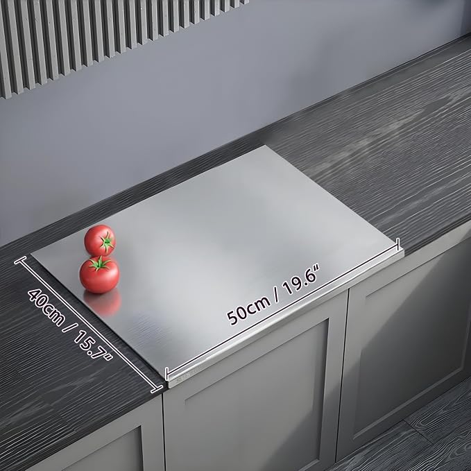 304 Stainless Steel Cutting Board – Stainless Steel Kitchen Chopping Boards Non-Slip, Dishwasher Safe – Ideal for Meat, Vegetables, Fruits, Bread & Baking – Commercial & Home Use (19.6 * 15.7in)