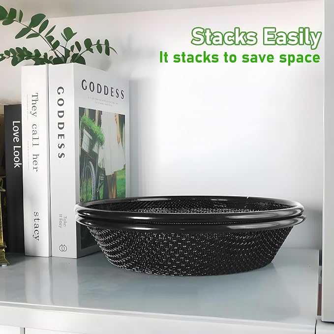 2Pcs 11.8" W Soil Sifter for Gardening, 2, 4mm Grid Rock Sifter for 5 Gallon Bucket, Stainless Steel Fine Dirt Sifter, Compost Sifter for Capturing Dirt, Sand, Rocks, and Filtering Compost (Black)