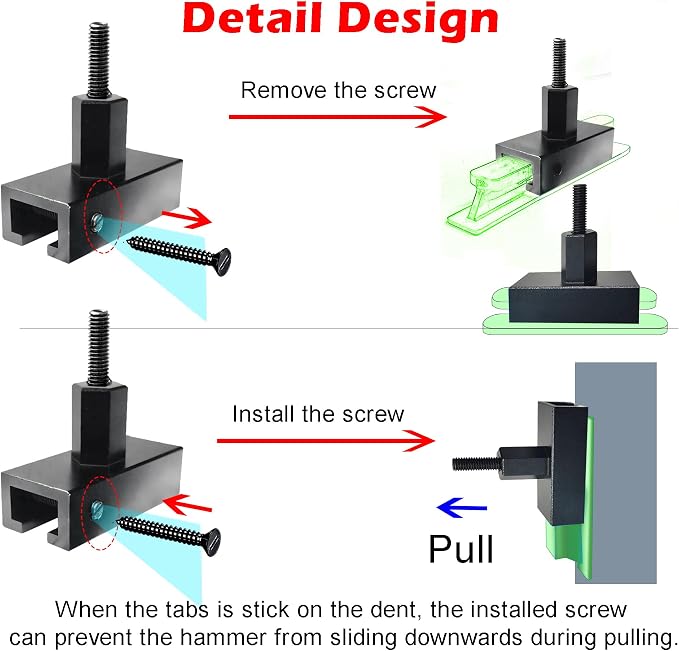 WOYO PDR200 PDR Slide Hammer Dent Puller with Cold Glue & 3pcs Stainless Steels Tabs & Long Tabs Adapter & 2pcs Handle Cover, Car Dent Removal Tool Automotive Repair Dent Kits