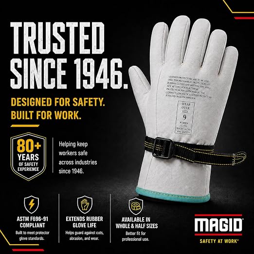 Magid PowerMaster Goatskin Protector Gloves, 1 Pair, Size 9/Large