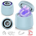 Ultrasonic Retainer Cleaner Machine, Dynamic 42-48kHz Dental Cleaning Pod with Digital Timer, 200ml Mouth Guard Cleaner Pod for Aligners, Night Guards, Dental Trays, Braces & Toothbrushes (Blue)
