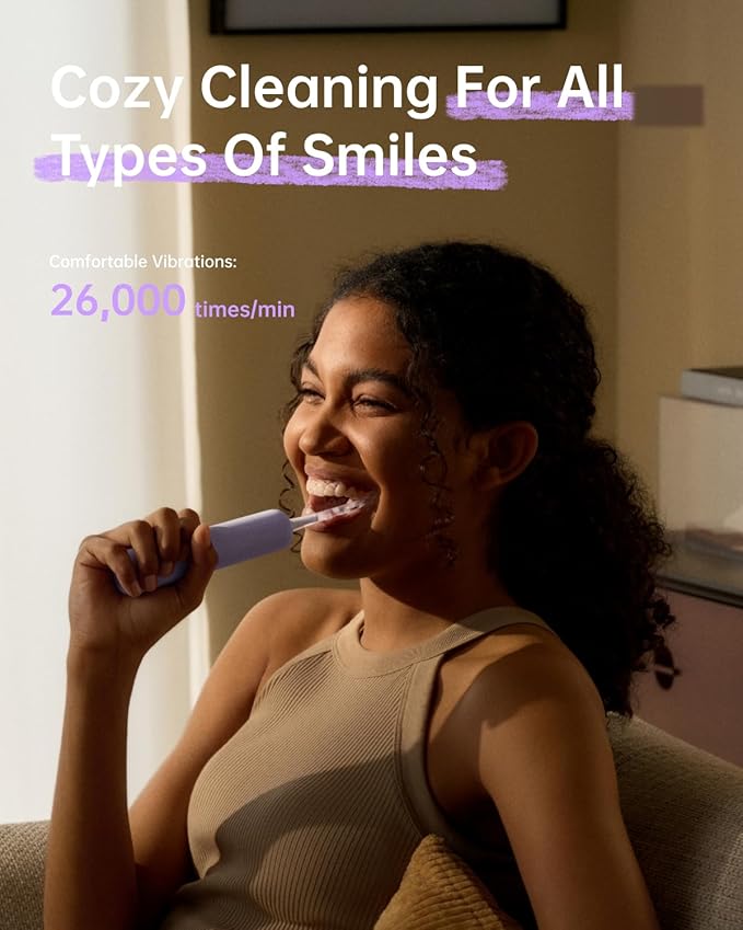 Laifen Wave Special Electric Toothbrush, Oscillation & Vibration Sonic Electric Toothbrush for Adults with App, 2 Brush Heads, IP68 Waterproof Travel-Friendly (Misty Lavender)
