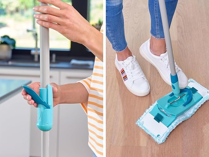 Leifheit Clean Twist M Ergo Mop and Bucket Set, Mop 33 cm Wide, Moisture Controlled Spin, Faster Cleaning Spin mop, Easy-Steer Micro Fibre Head with 360° Joint, Twist Mop