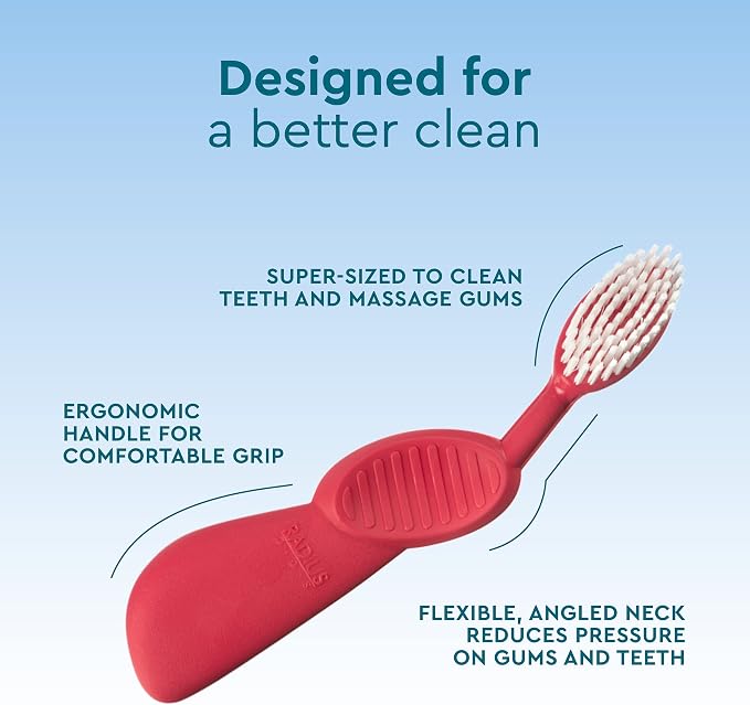 RADIUS Toothbrush, Flex Brush, Soft Bristles, Right Handed, Watermelon Brush with White Bristles, BPA Free & ADA Accepted, Pack of 2
