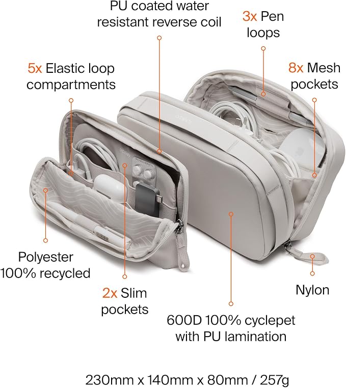 Orbitkey KonMari 2-in-1 Tech Acessory Pouch - Stone