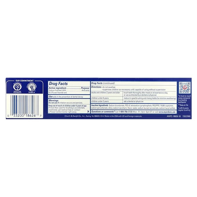 ARM & HAMMER Advanced White Extreme Whitening Toothpaste, Multi-Pack -Clean Mint - Fluoride Toothpaste (Pack of 12)