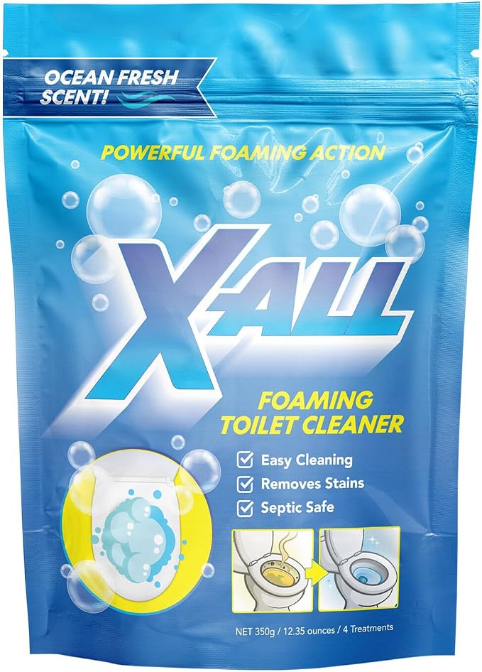 X-ALL Foaming Toilet Cleaner, Self-Activating Powder for Deep Cleaning, Fights Stains, Limescale and Mineral-Buildup
