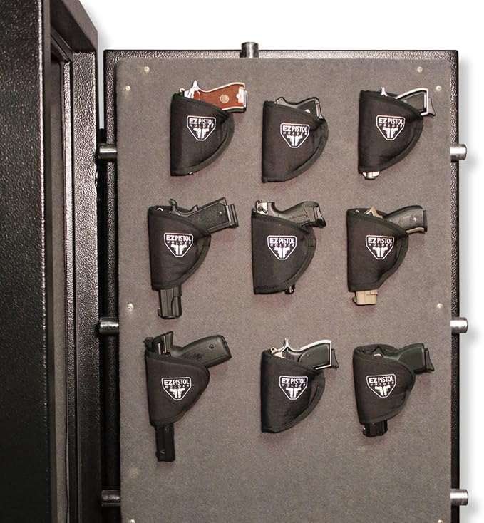 Adhesive Handgun Holster Organizer Gun Safe, Car, Desk, Carpet-Firearm Protection w Nylon Padded Interior, Full Size, 9mm