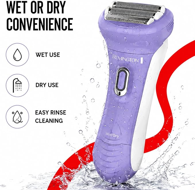 Remington Smooth & Silky Electric Shaver for Women, 4-Blade Smooth Glide Foil Shaver and Bikini Trimmer with Almond Oil Strip, Shave Wet or Dry