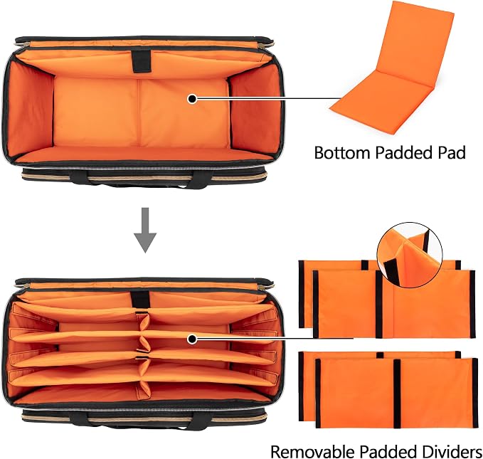 Trunab Large Travel DJ Cable File Bag with Inner Detachable Divider and Padded Compartment for 15.6” Laptop, Cable Organizer Bag for Cords, Sound Equipment, DJ Gear, Musician Accessories
