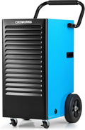 CREWORKS 180 PPD Commercial Dehumidifier, 180 Pint Dehumidifier for Basement with Wheels Drain Hose, Portable Professional Basement Dehumidification with Auto Defrost Display Panel