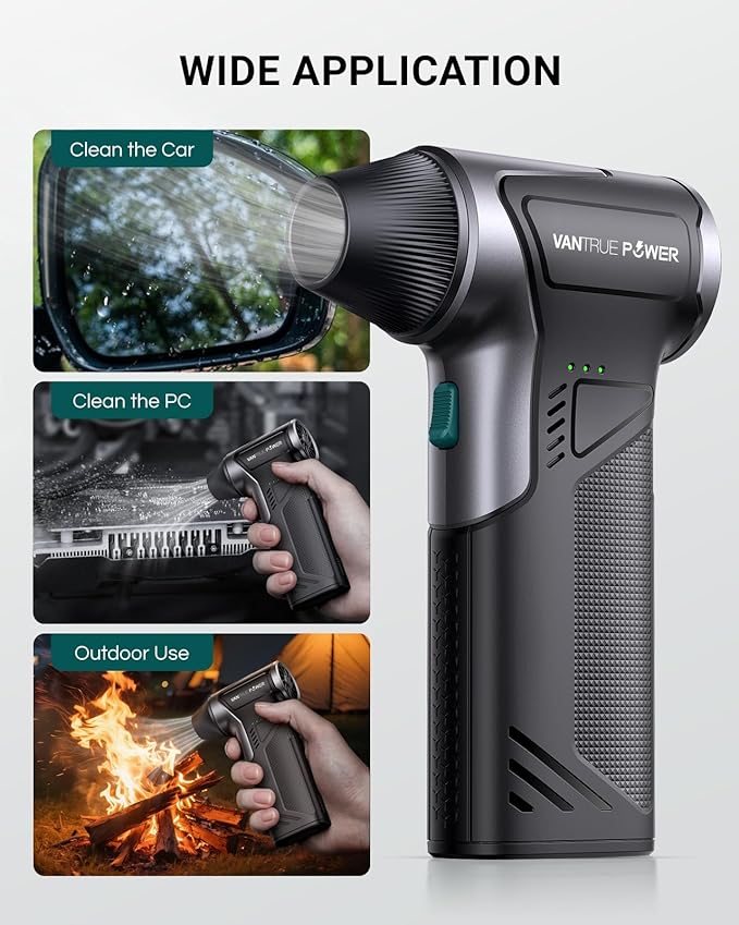 T150 Compressed Air Duster, Mini Hand Blower 110000RPM, 3-Gear Handheld Cordless Blower with Fast Charging, Portable Electric Air Blower for PC, Car, Outdoor, Keyboard