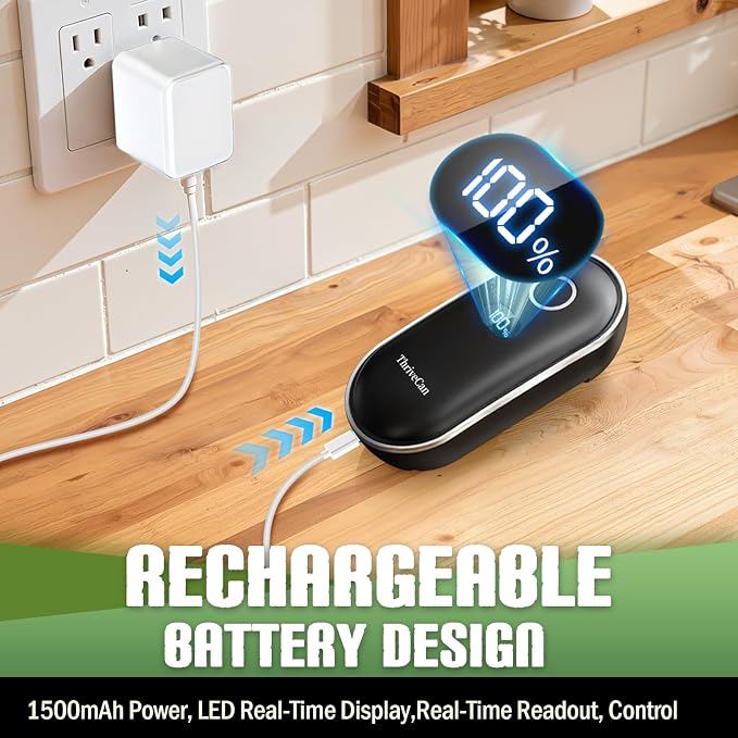 Rechargeable Electric Can Opener – One-Touch for Seniors & Arthritis & Weak Hands, Smooth-Edge Side-Cut, Hands Free & Easy, Ergonomic Design Works on All Can Sizes, Ideal Kitchen Gift Black